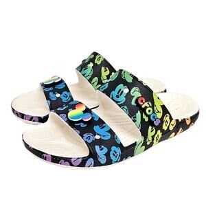Disney/Crocs Colaboration Black/Multicolor Slide Mickey Mouse Sandals Sz 6M 8W